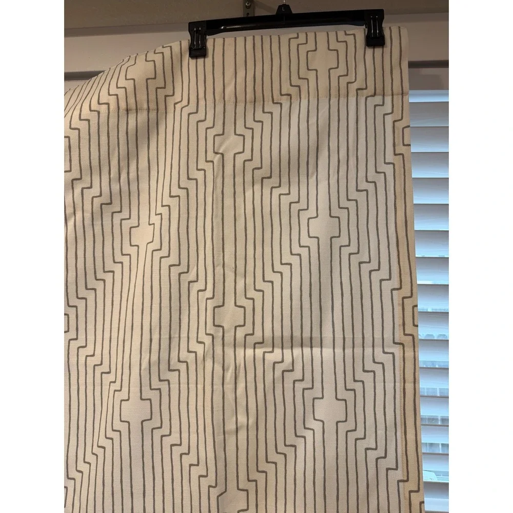 West Elm Cotton Geometric Maze Curtain Panels Grey White 50x76 Set of 4